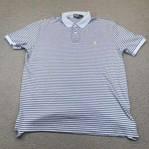 Polo By Ralph Lauren Polo Shirt Mens Large Blue Striped Short Sleeve Collared